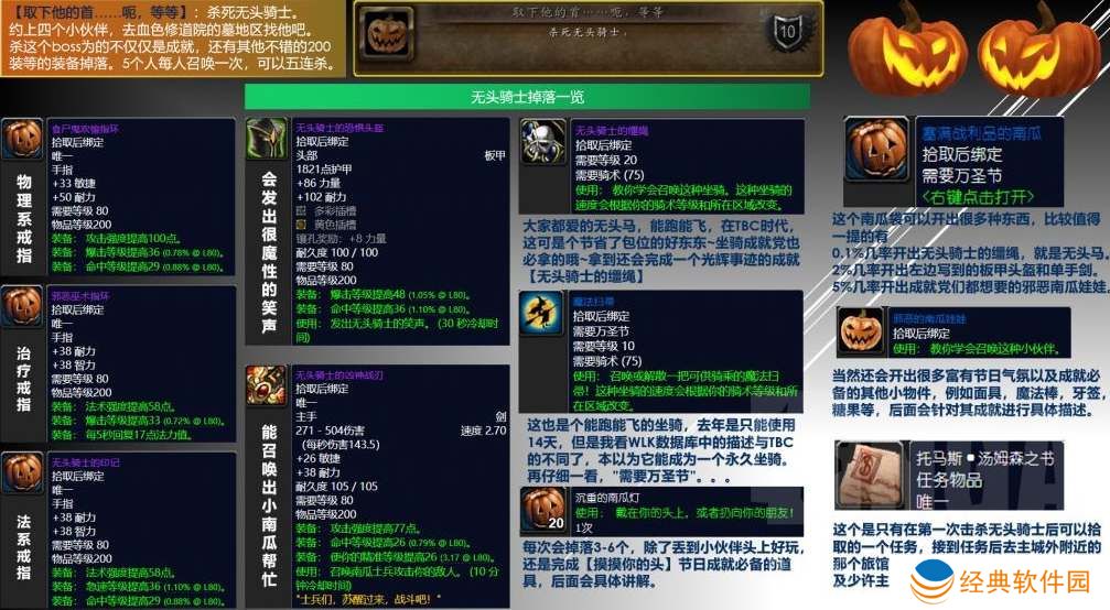 魔兽世界wlk无头骑士掉落物品一览