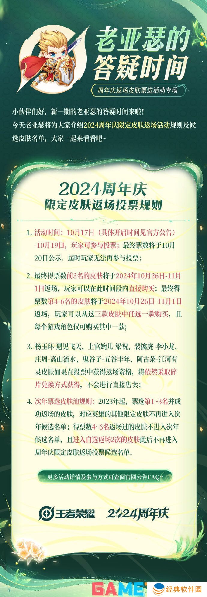 王者荣耀2024周年庆皮肤返场福利是什么 王者2024周年庆皮肤返场福利介绍